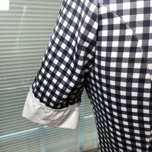 Black White Gingham Mini Dress Contrast Collar Dark Academia Goth XS - Picture 4 of 7